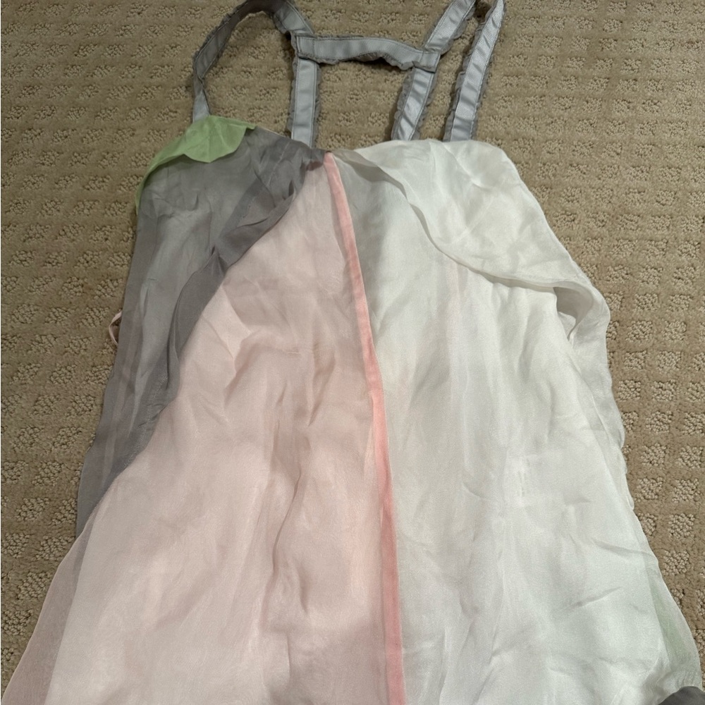 Color block silk tank with scoop back
